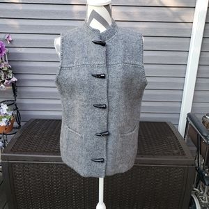 Ruby Red Petite Large Grey Gray Vest Wool Blend